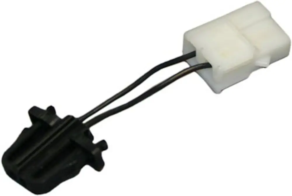 Adapter von Bosch mit zwei Steckverbindungen, einer schwarzen und einer weißen, die durch Kabel verbunden sind. Geeignet für den Anschluss an Brauchwasserfühler.